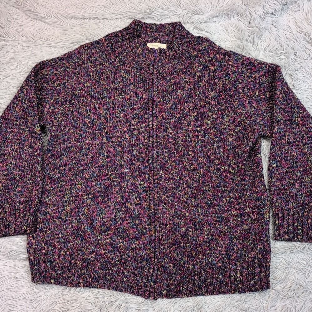 Dressbarn Sweater Womens 18 20 Purple Speckled Zip Up Cozy Comfort Preppy